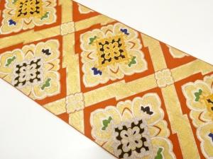 アンティーク　斜め格子に華紋織り出し袋帯（材料）